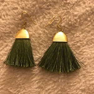 Green tassle earrings